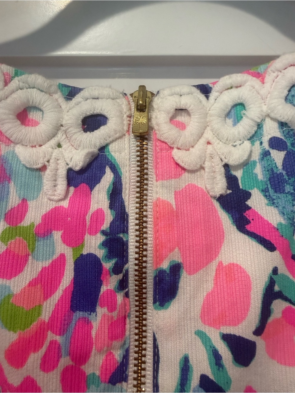 Lilly Pulitzer Gabby Shift Dress Gumbo Limbo Pink Multi Lace Trim- size 6 - Picture 8 of 10